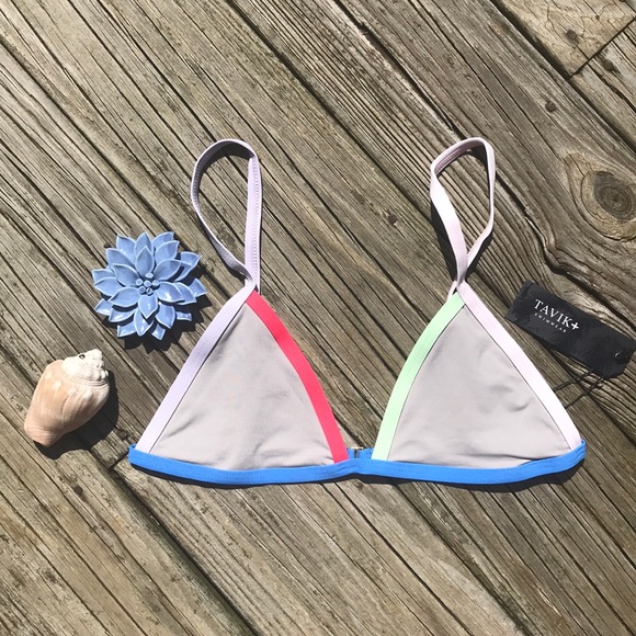 Tavik Sand Colorblock Jett Triangle Bikini Top - Picture 2 of 12